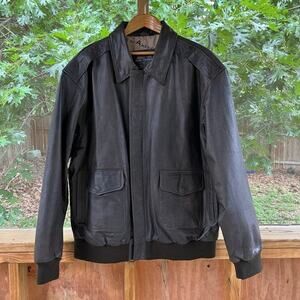 Men's U.S. Army Air Force Vintage Brown Leather Bomber Jacket Size XL Tall